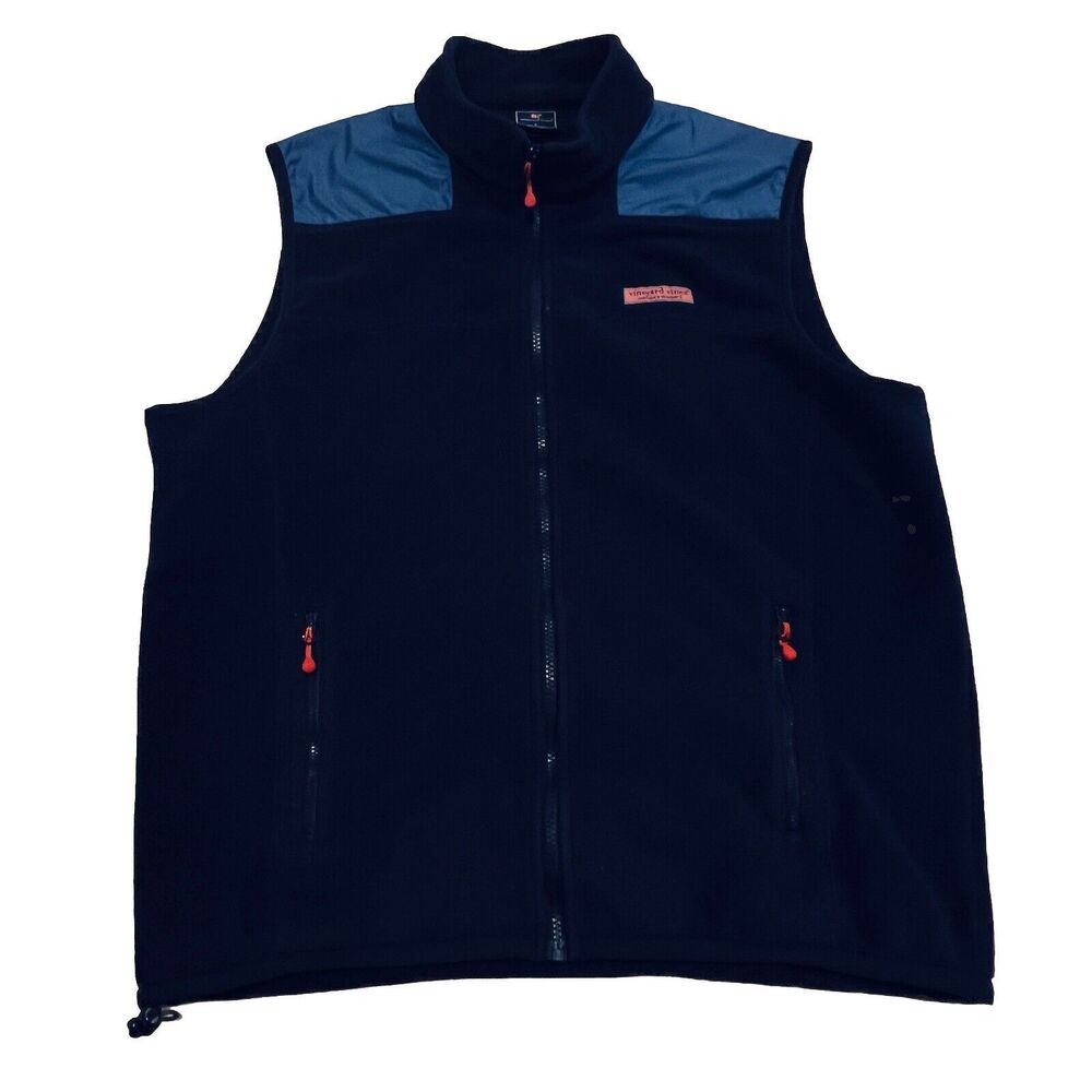 Vineyard Vines Vest Mens Large Blue Navy Two Tone  Fleece Shell Full Zip